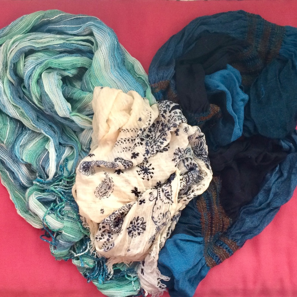 Set of 3 Blue Scarves